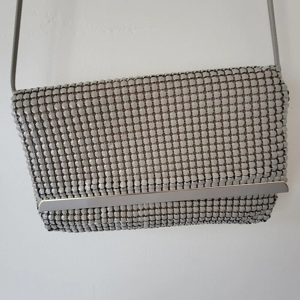 Vintage Mesh Purse‎ Taupe Alumesh Handbag Clutch
